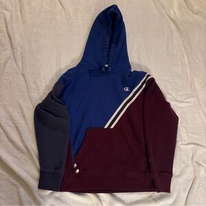 Champion Hoodie Mens Medium Vintage Reverse Weave Color Block Blue Purple Retro